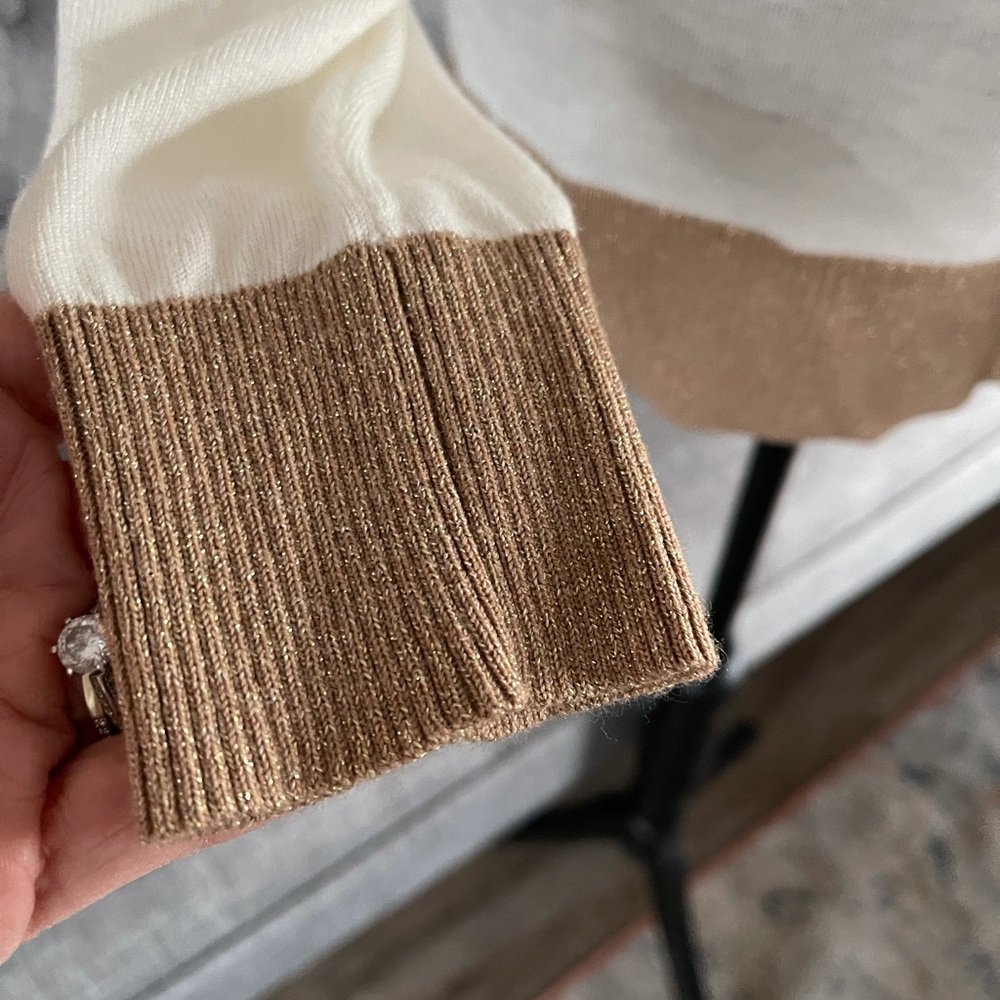 Michael Kors Cream and Gold Lightweight Sweater - Picture 3 of 3